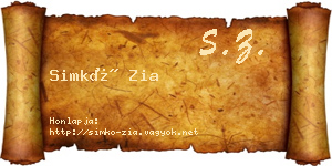 Simkó Zia névjegykártya